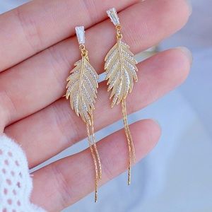 🔥New Diamond leaf tassel Earrings